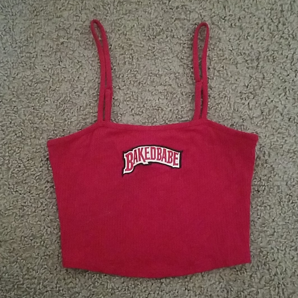 red Baked Babe crop top